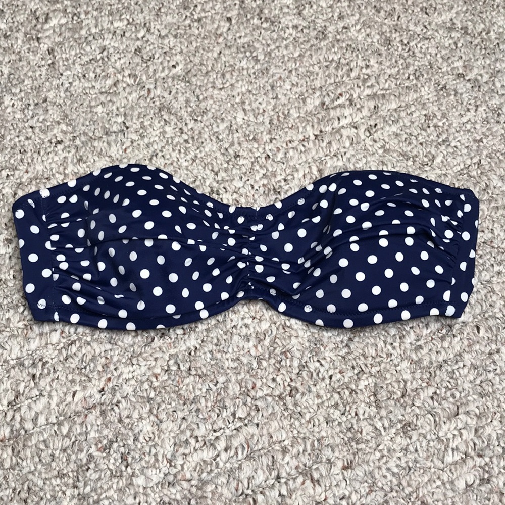 J Crew Blue&White Polka Dot Bikini Top NWT